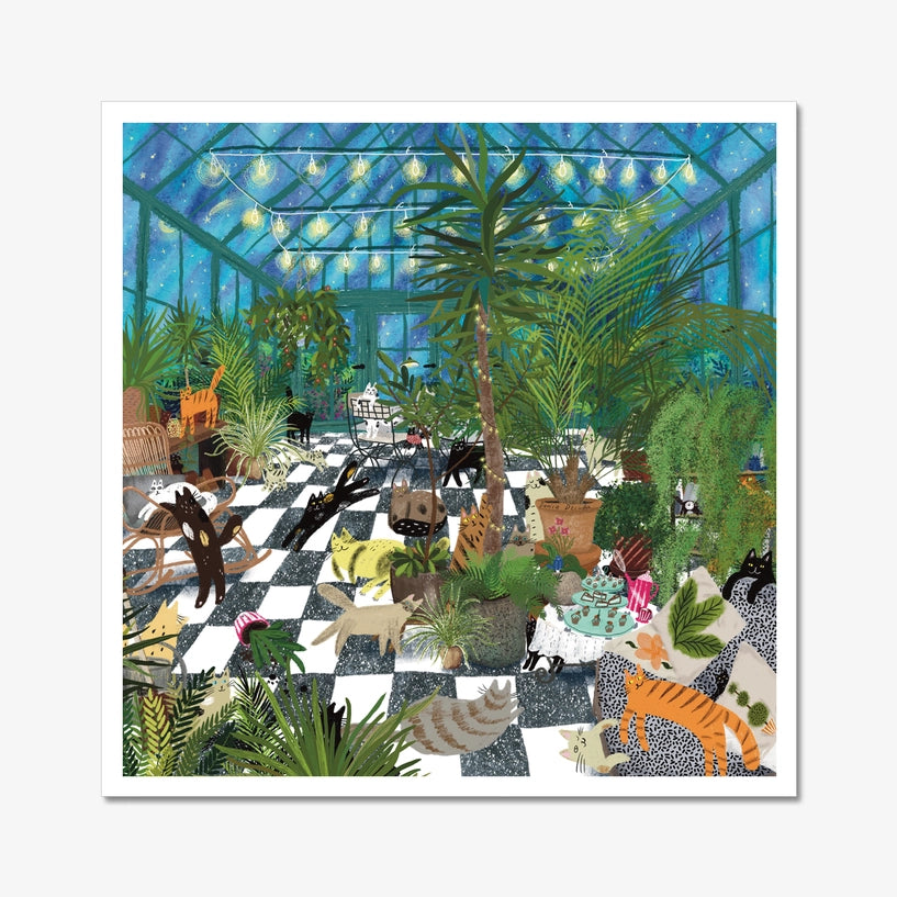 Cats In the Greenhouse - Art Print