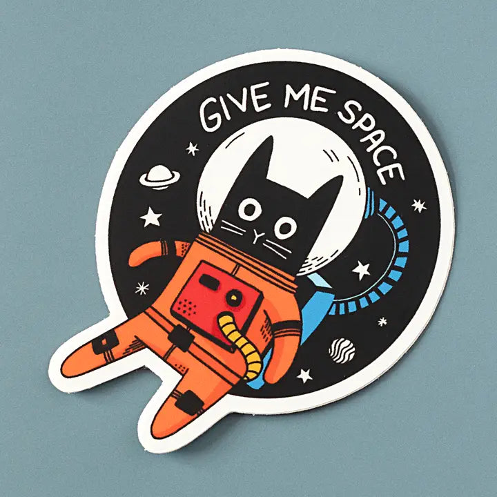 Autocollant en vinyle Space Cat - Give Me Space - Chat noir