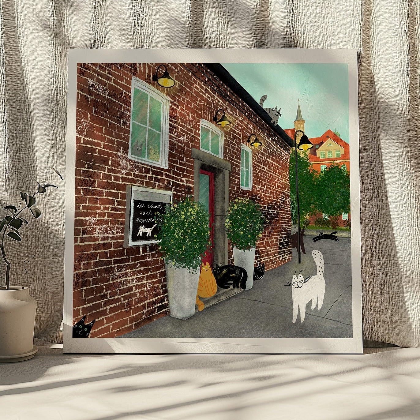 Cats at a Restaurant in Germany - Art Print