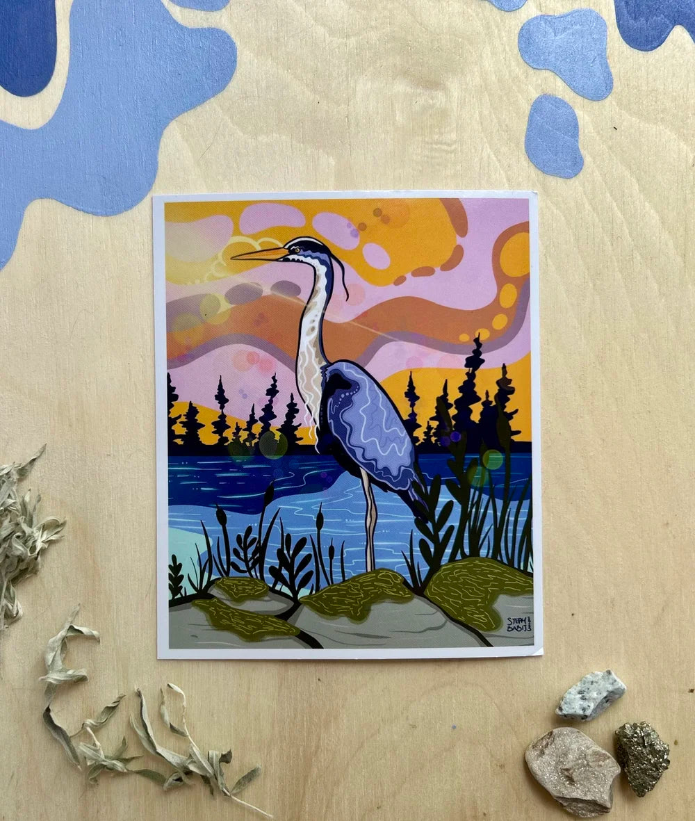 Blue Heron - 4" x 5" Print