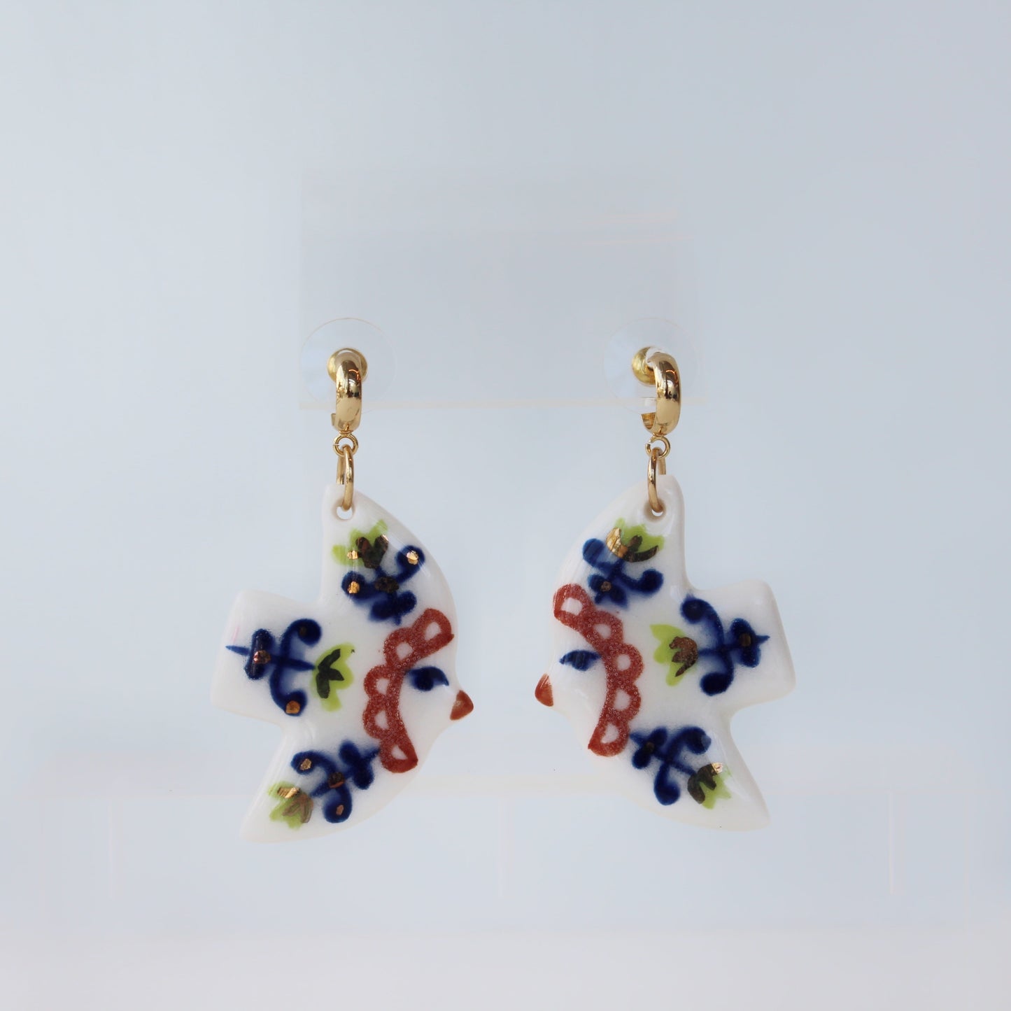 Boucles d'oreilles oiseaux en porcelaine