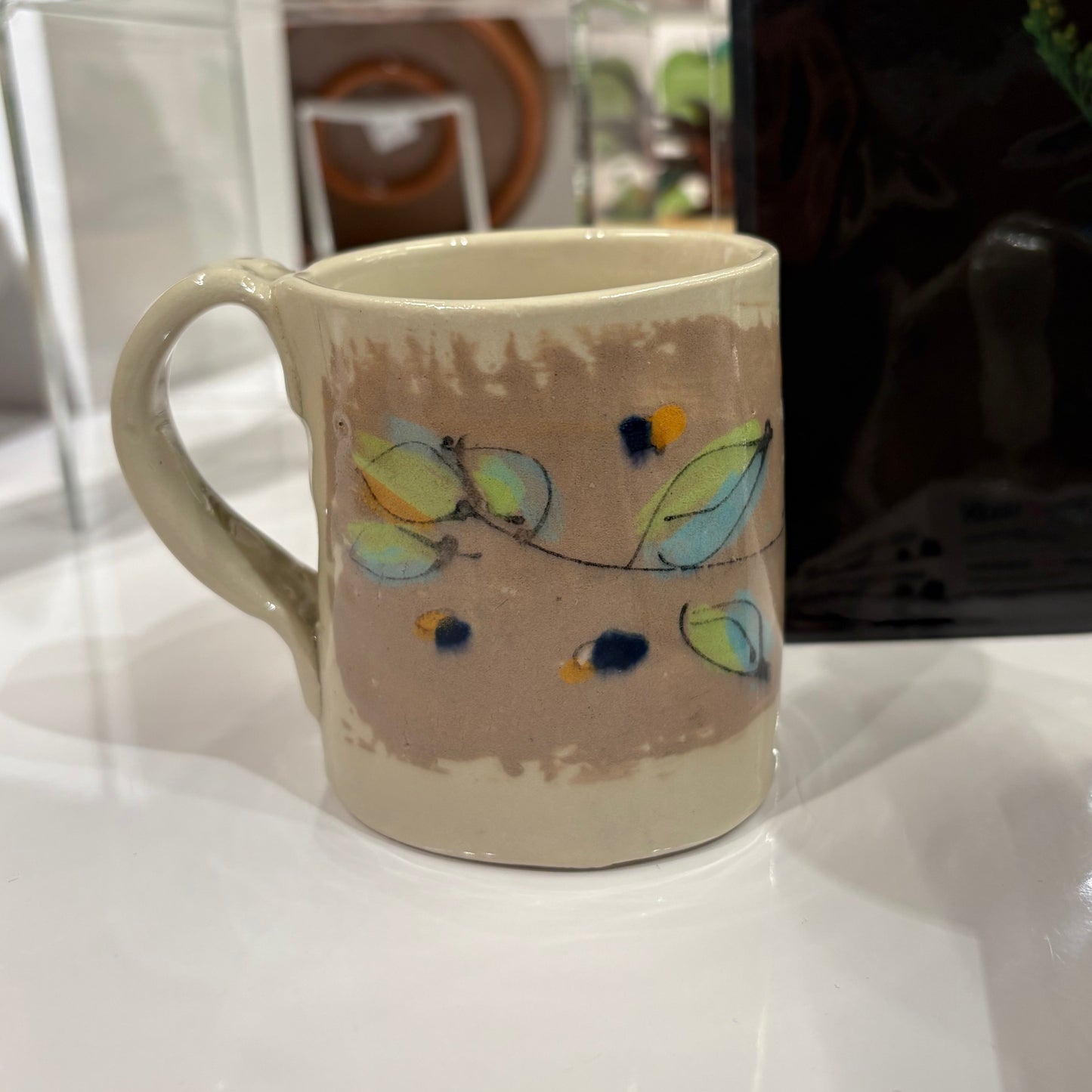 Small Mug: Brown with Flowers