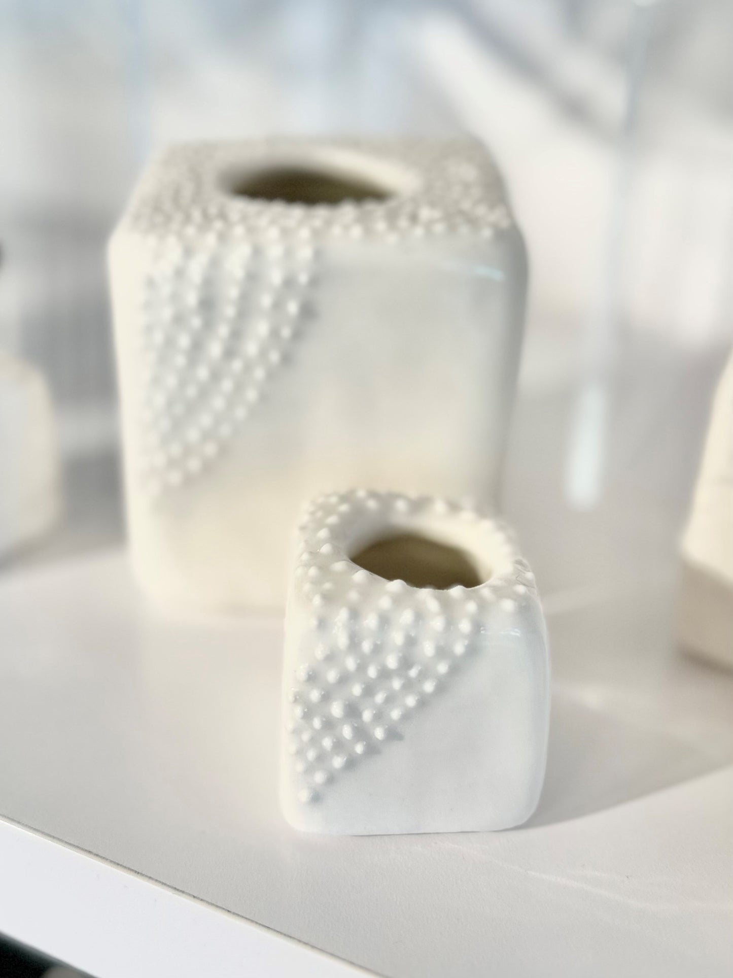 Square Vase Set - Dotted Texture