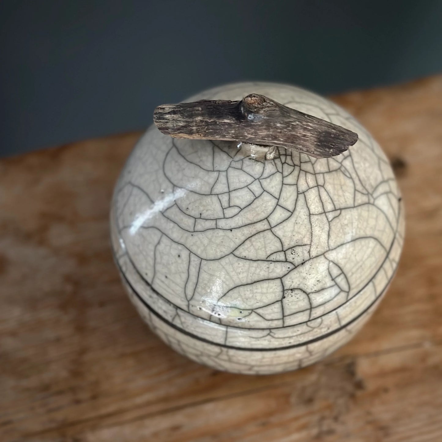 Large White Raku Keepsake Vessel