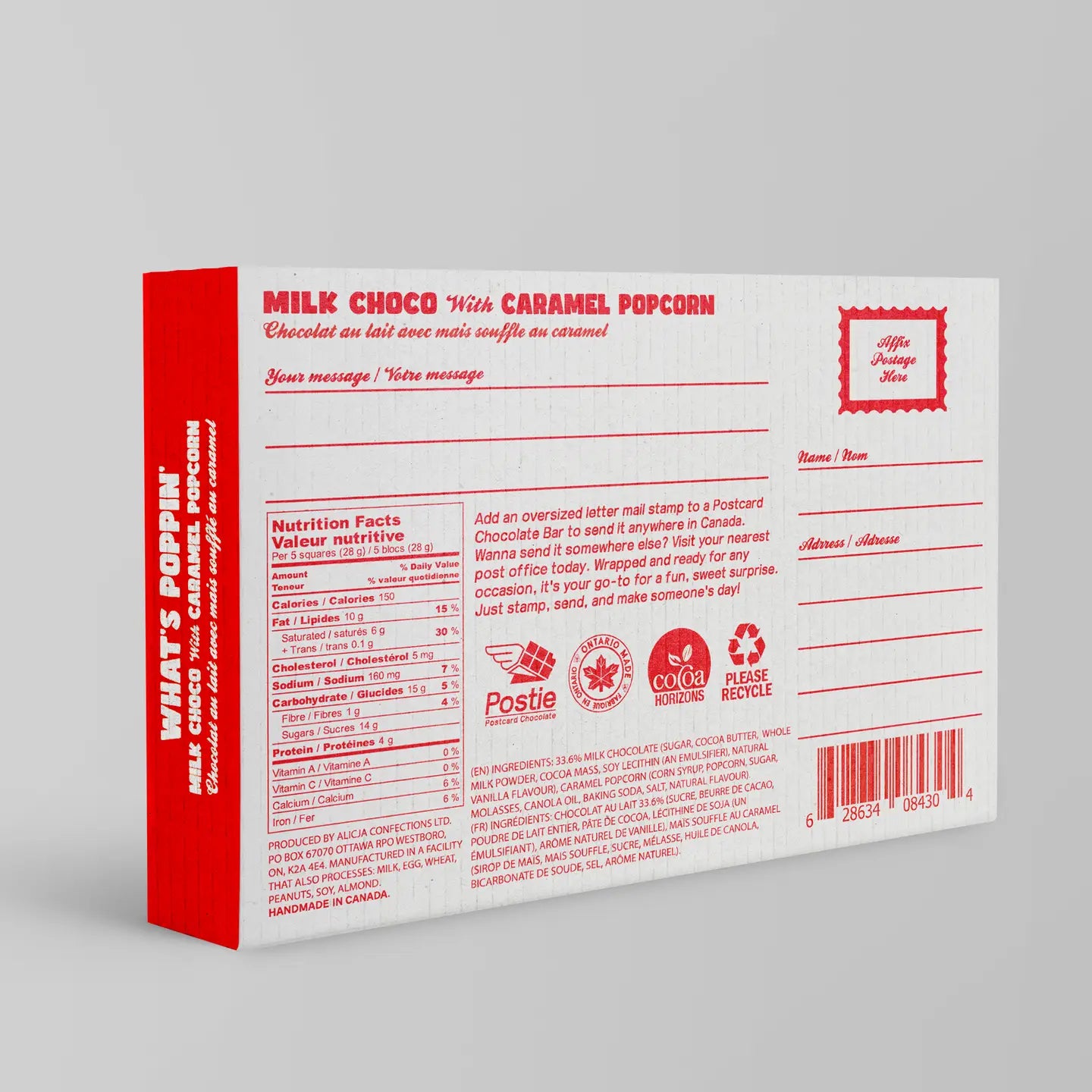 What's Poppin' Milk Postcard Chocolate Bar