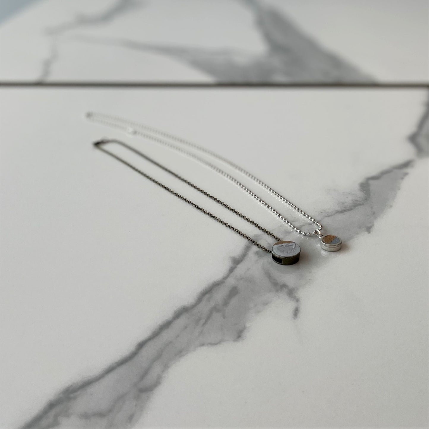 THICK silver pendant on ball chain