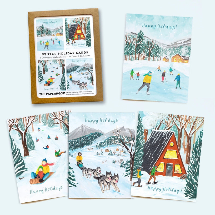 Assorted Box Of 8 'Winter Nature' Holiday Greeting Cards