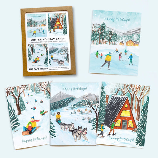 Boîte assortie de 8 cartes de vœux « Winter Nature » pour les fêtes