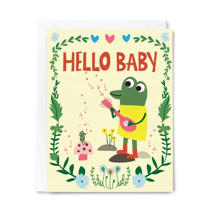 Hello New Baby Frog Congratulations Card