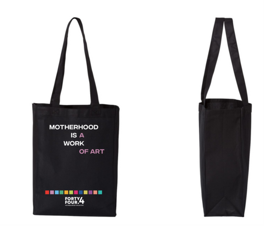 'Motherhood Is A Work Of Art' 44.4 Tote Bags