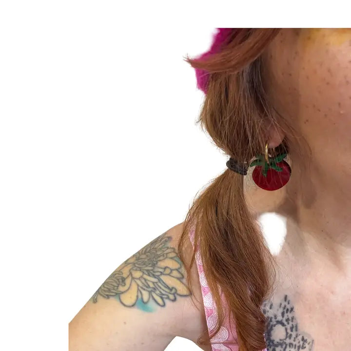 Tomato Charm Hoop Earrings