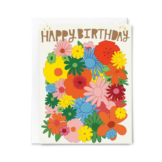 Happy Birthday Floral Beauty Colourful Greeting Card