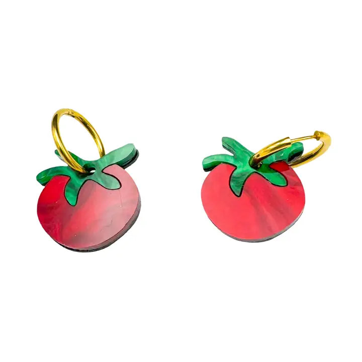 Tomato Charm Hoop Earrings