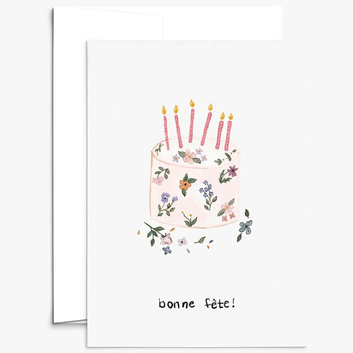 Floral Birthday Cake Card (French)