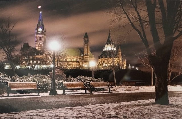 Parliament in Winter at Night Card