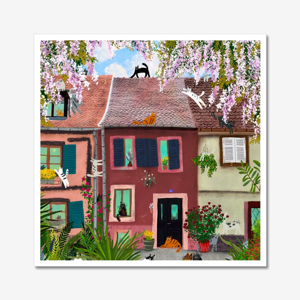 Cats at a Fairytale Town in France - Art Print