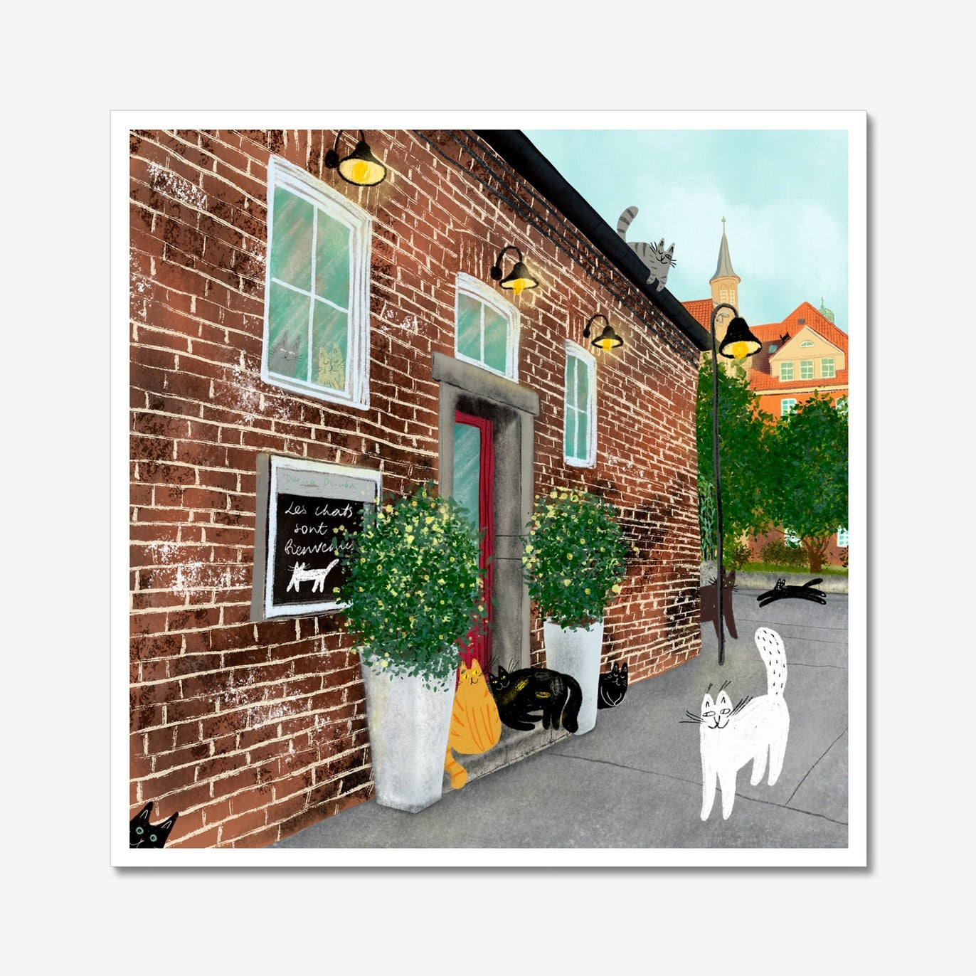 Cats at a Restaurant in Germany - Art Print