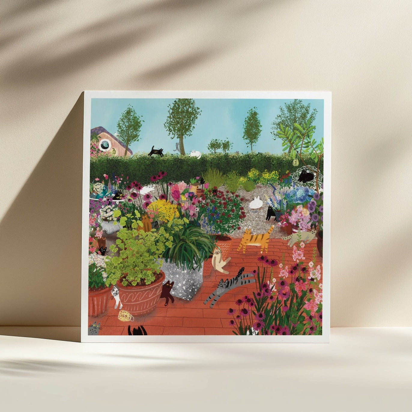 Cats in a Container Garden - Art Print