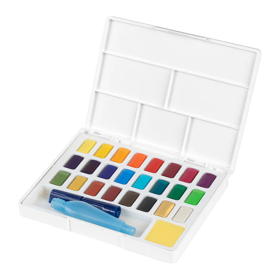 Creative Studio - Watercolour Box of 24 with Sponge and Water Brush