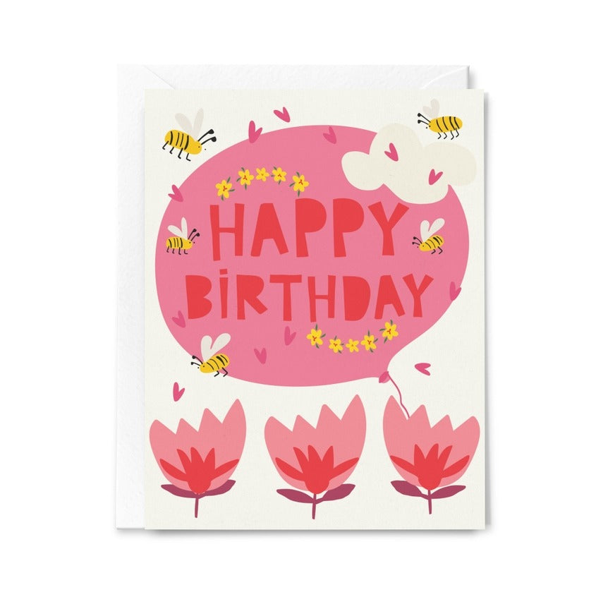 Carte de vœux Happy Birthday avec grand ballon pour enfants