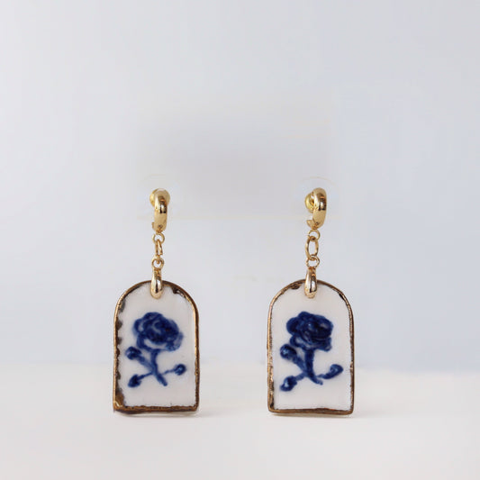 Floral Tile Porcelain Earrings