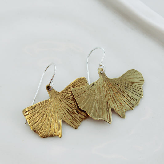 Boucles d'oreilles feuille Ginko