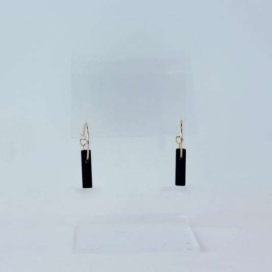 Small Gold Hoop Earrings with Graphite Charm