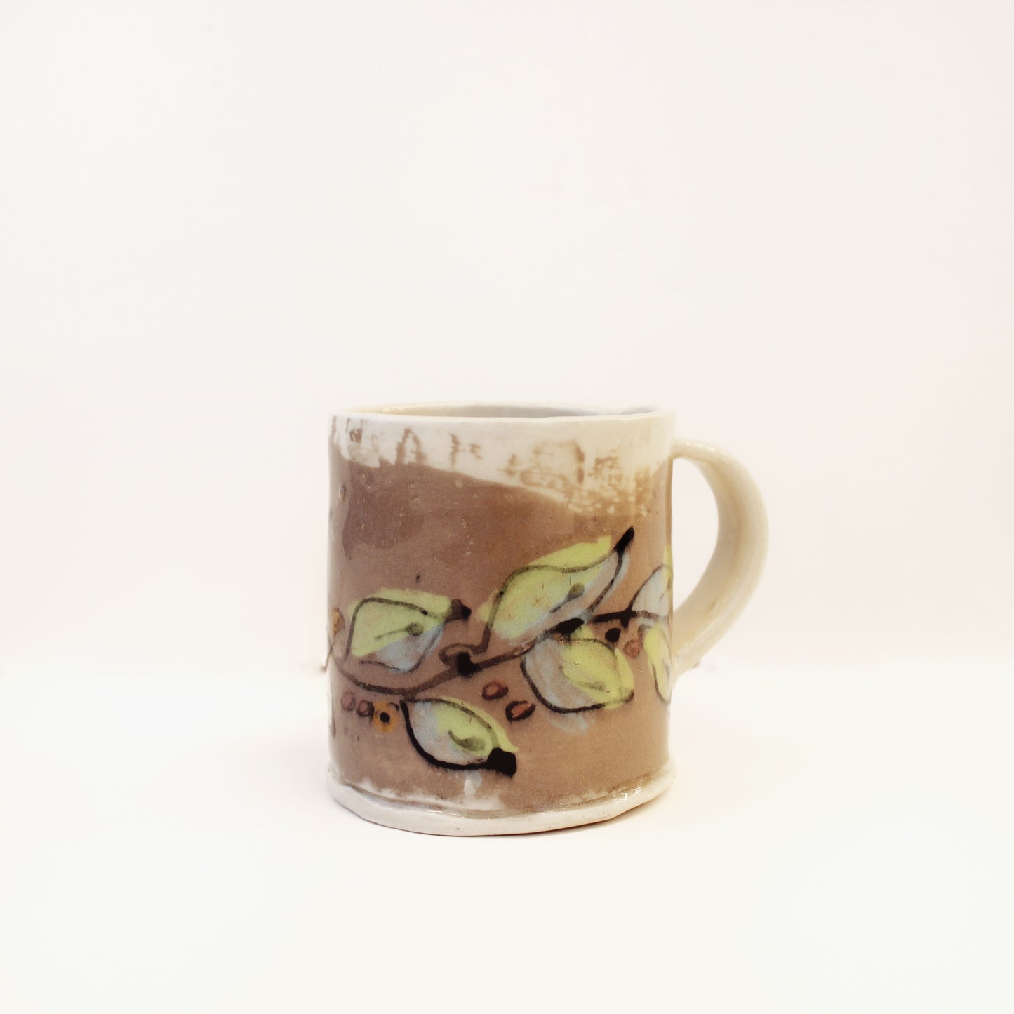 Small Mug: Brown with Flowers