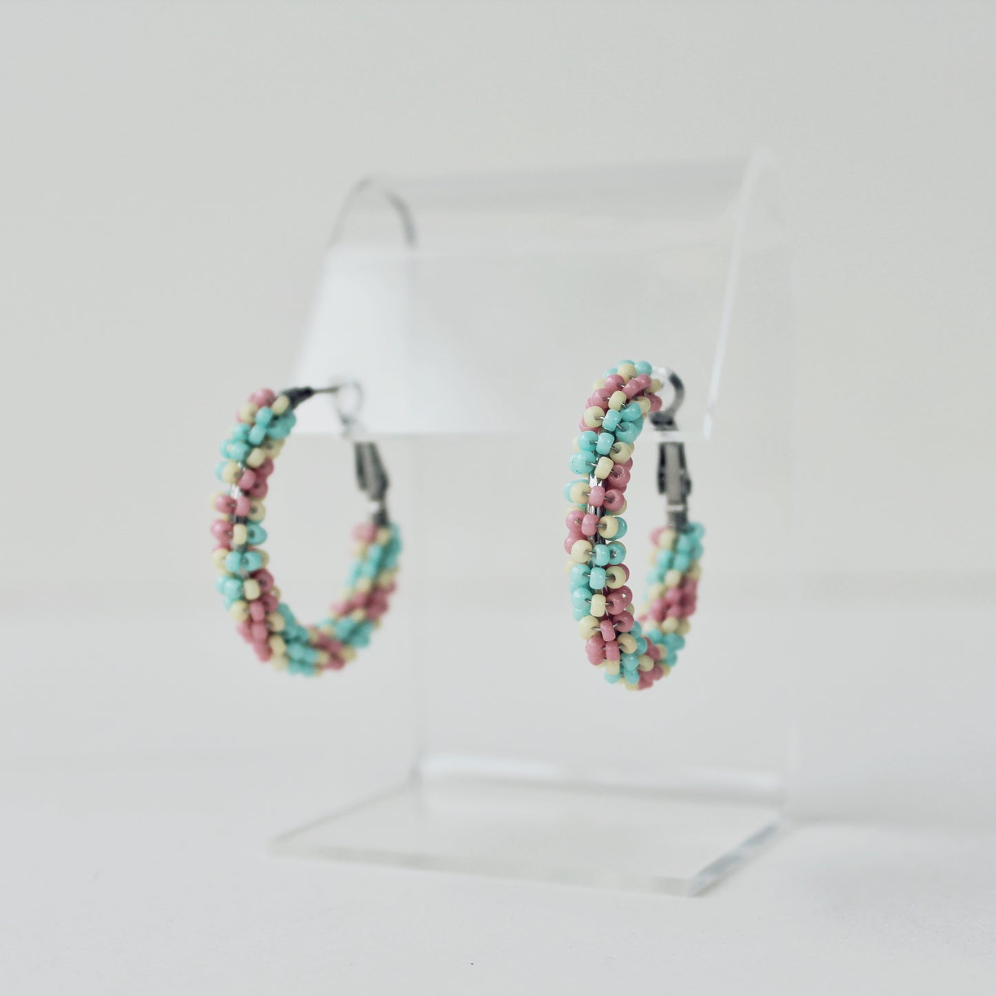 Swirly Beaded Hoop Earrings