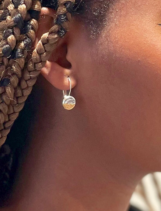 SMALL concrete circle hook earrings