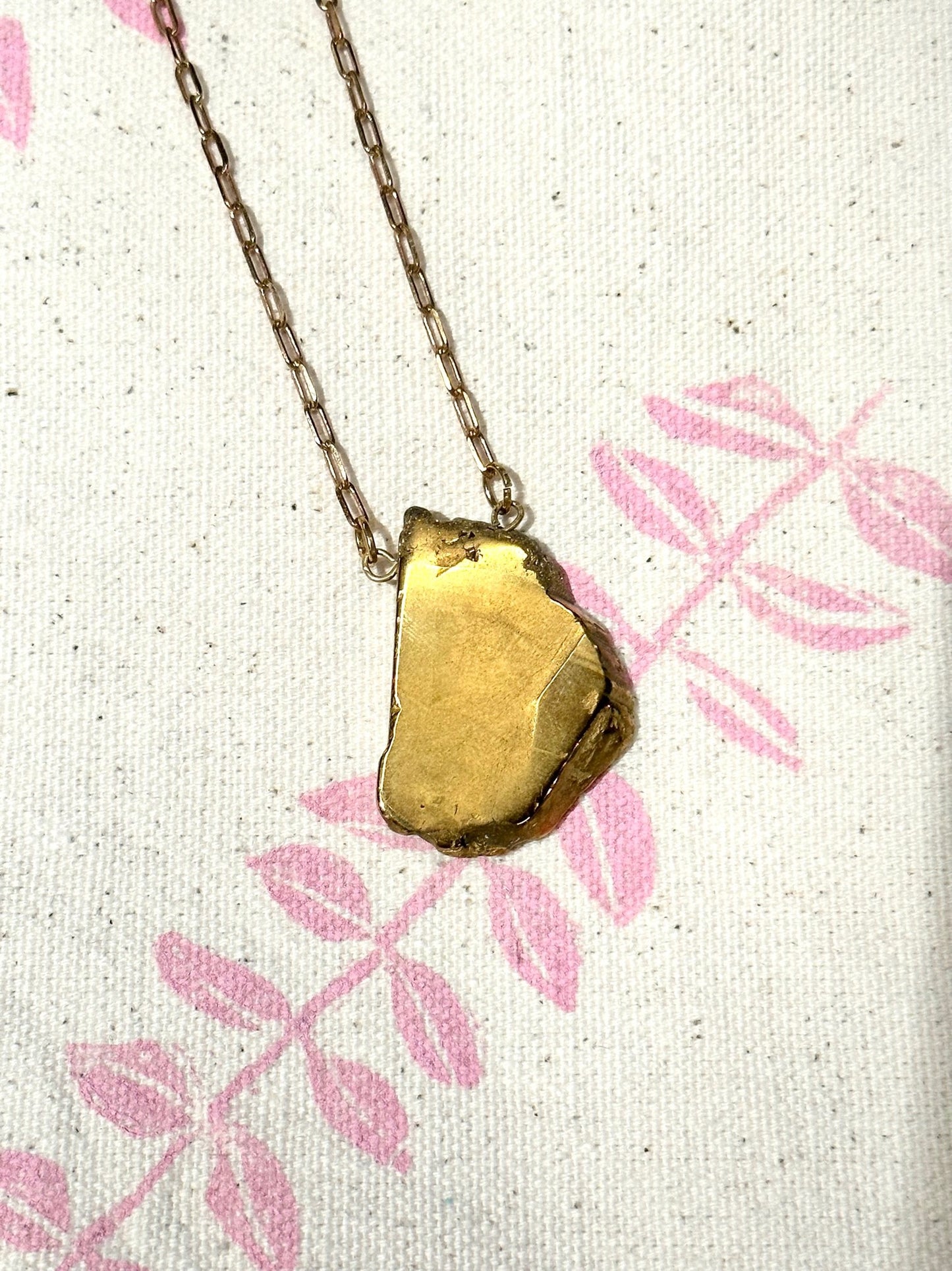 Polished Fools Gold Necklace on Brass Chain