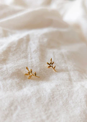 Olive branch - Gold plated earrings