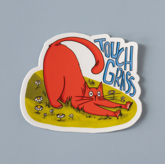 Touch Grass Illustrated Vinyl Sticker