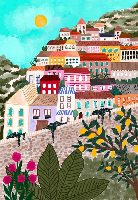 Village coloré - Illustration