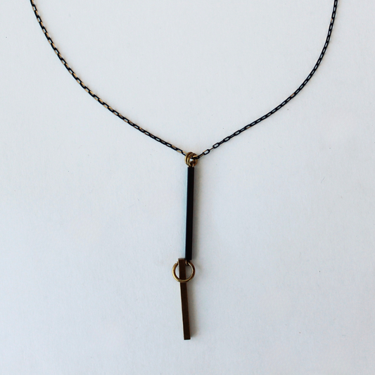 Oxidized Brass Double Bar Necklace