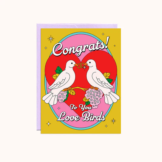 Carte de mariage, love birds