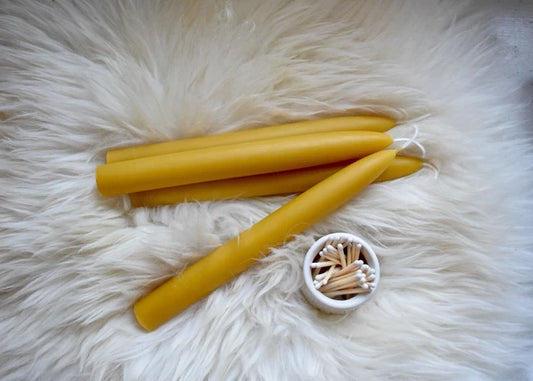 Pair of 8" Beeswax Taper Candles