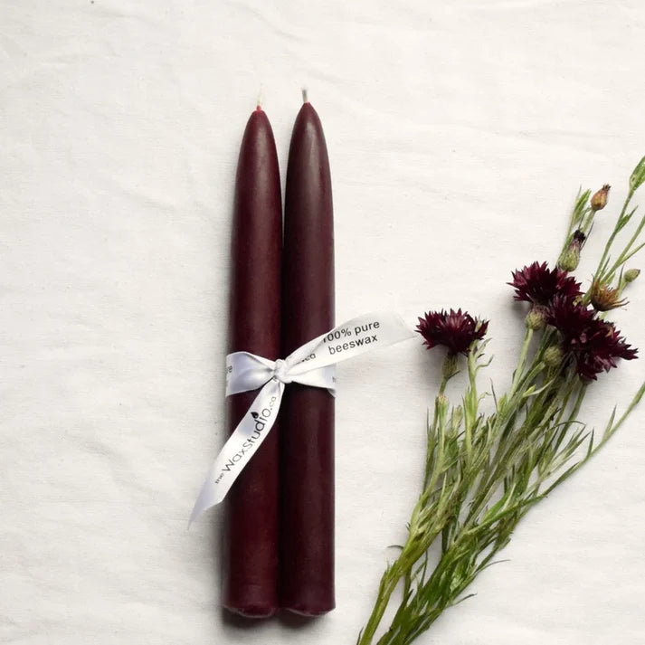 Pair of 8" Beeswax Taper Candles
