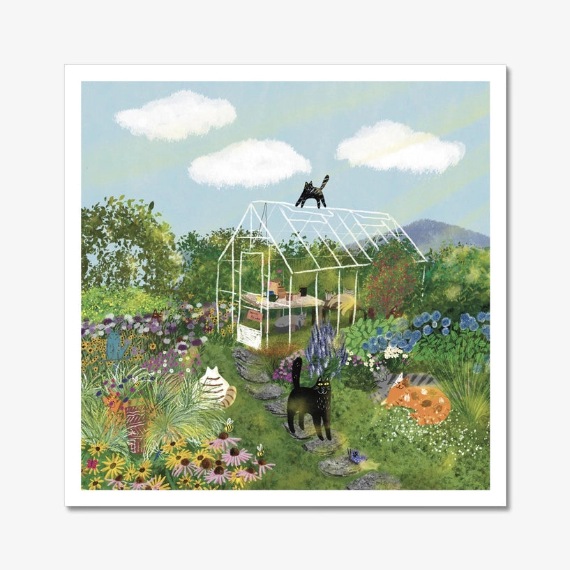 Cats at a Greenhouse - Art Print