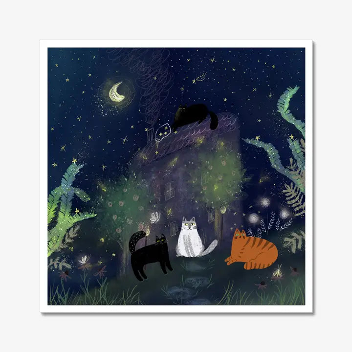 Cats Playing with Stars - Art Print