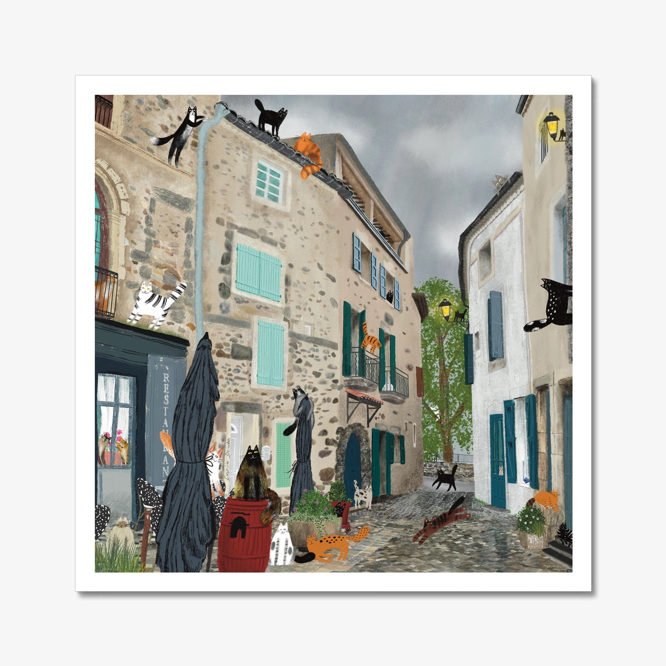 Impression d'art de chat : chat dans un jardin étoilé