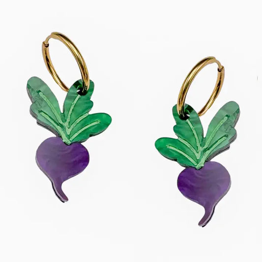 Beet Charm Hoop Earrings