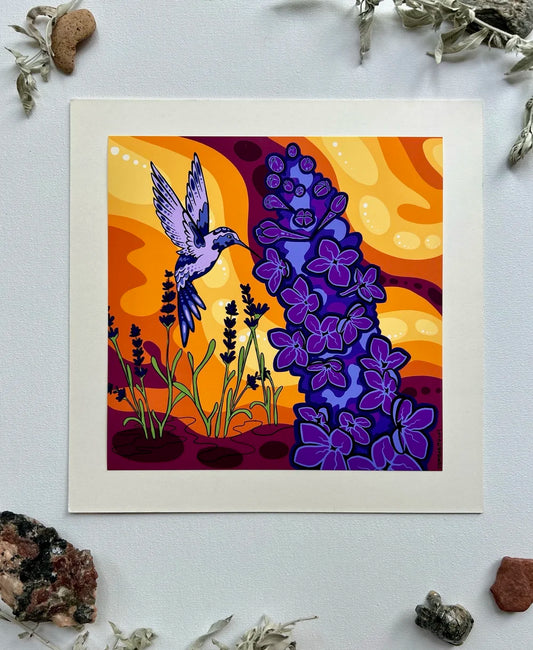 Hummingbird Harmony - 8"x8" Archival Print