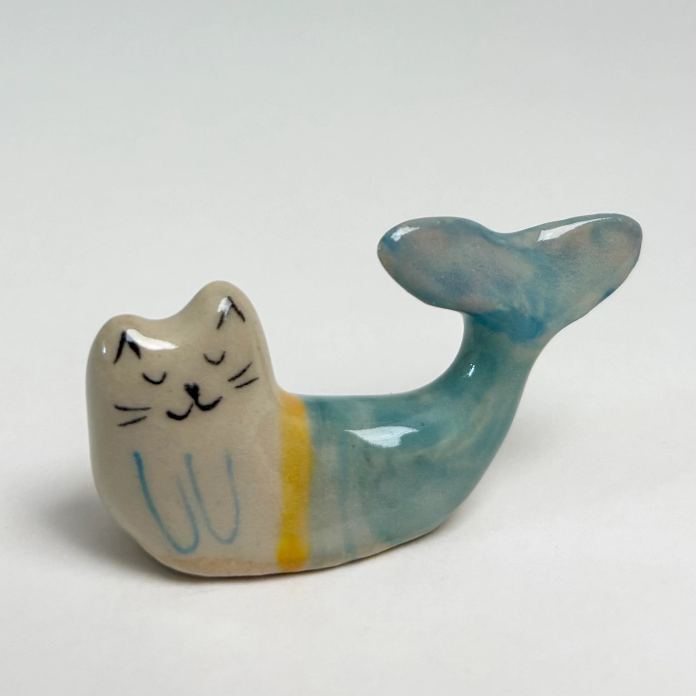 Small Ceramic Cat Mermaid