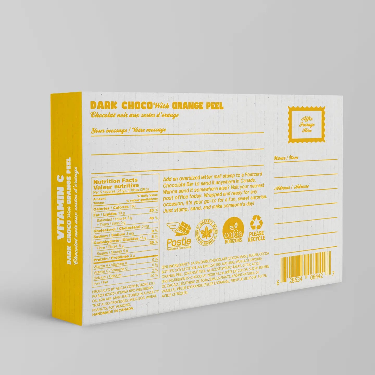 Barre de chocolat noir végan à la vitamine C | Carte postale