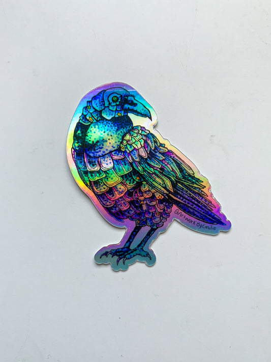 Holographic Crow Sticker