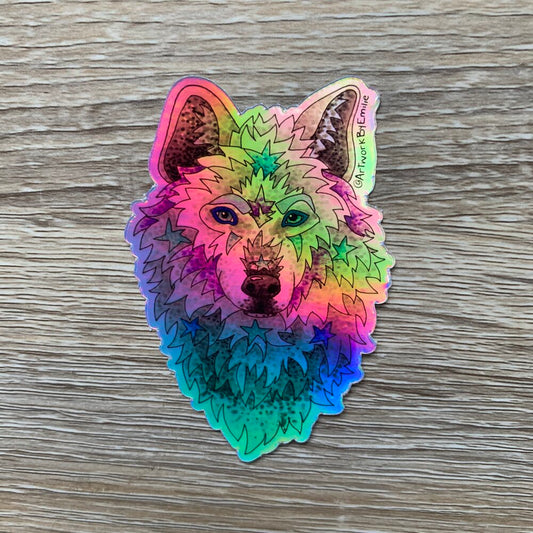 Holographic Wolf Sticker