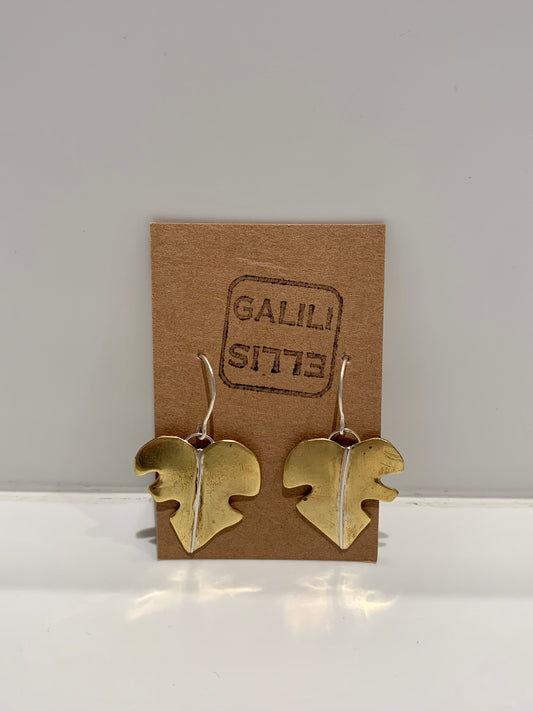 Monstera Leaf brass earrings