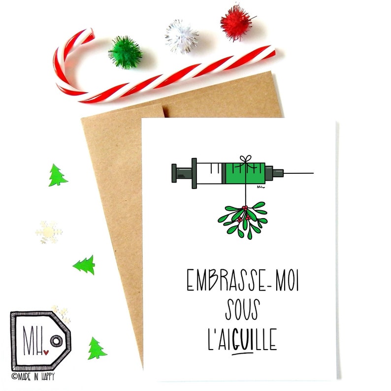 Embrasse-moi sous l'aiguille Card | Holiday Card