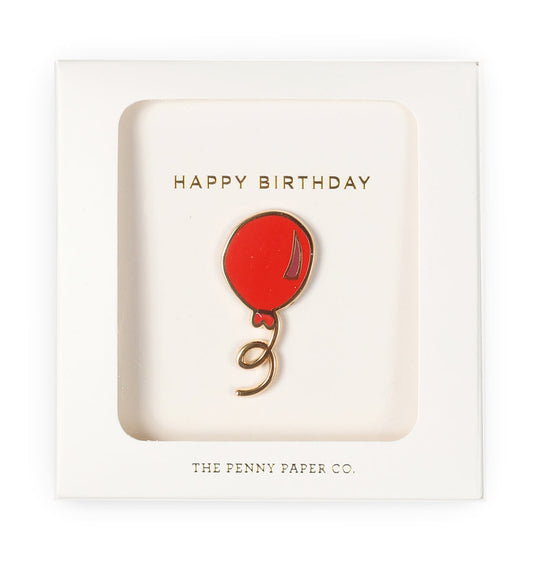 Ensemble-cadeau en boîte à épingles en émail | Happy Birthday Balloon